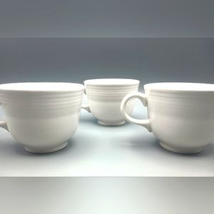 (3) VTG White Fiesta Coffee Cups (HLC)